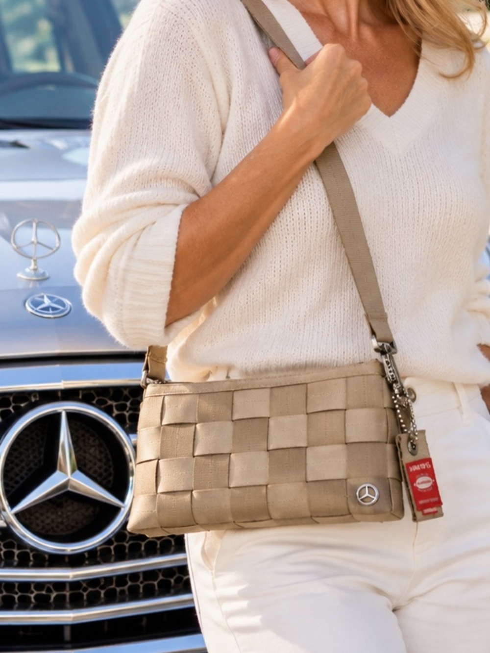 RARE Harveys x Mercedes-Benz Woven Seatbelt wristlet or crossbody 2 way Bag